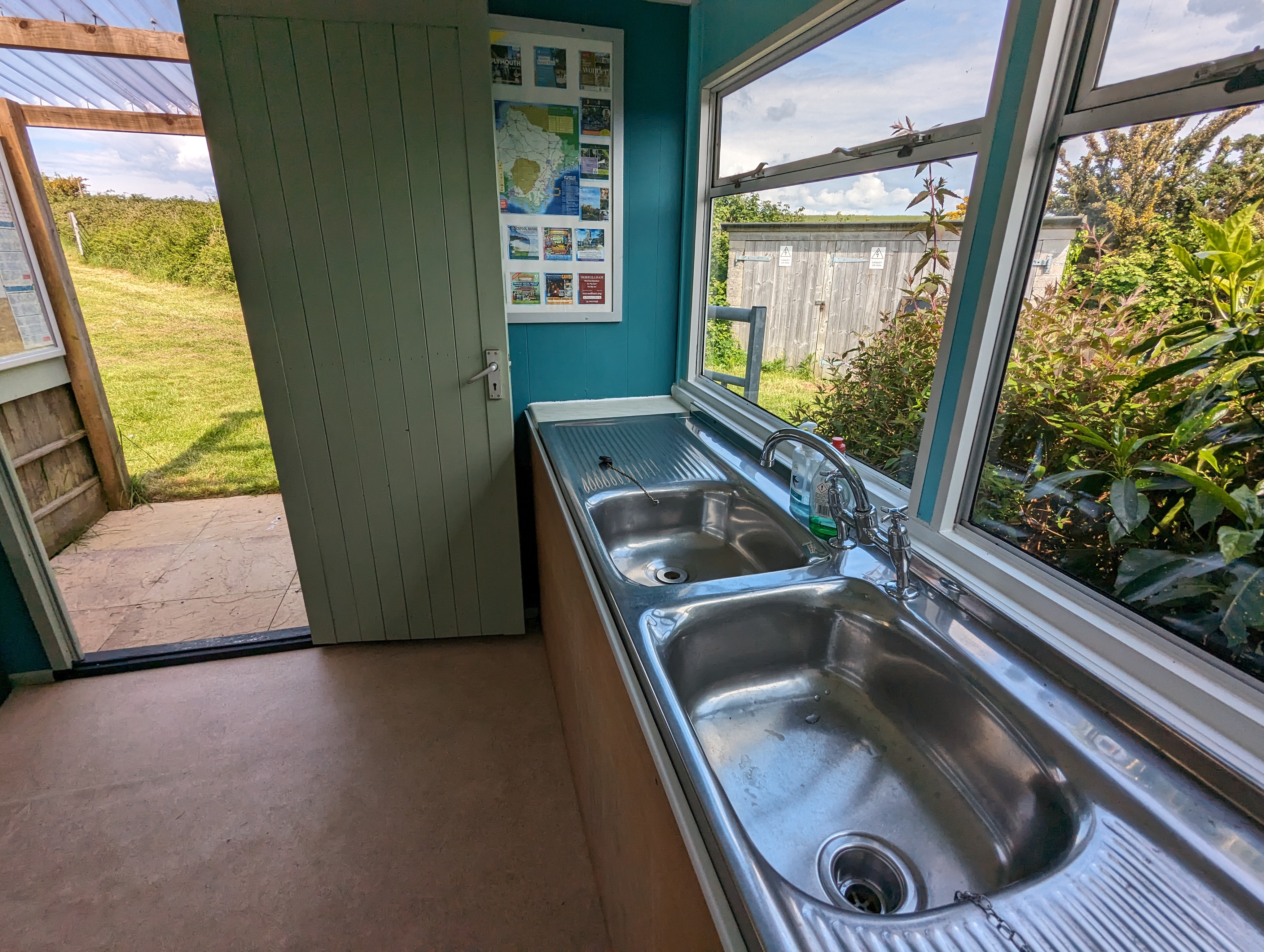 Washing up facilities at Sea View Campsite, Slapton, South Devon (8 miles from Dartmouth)