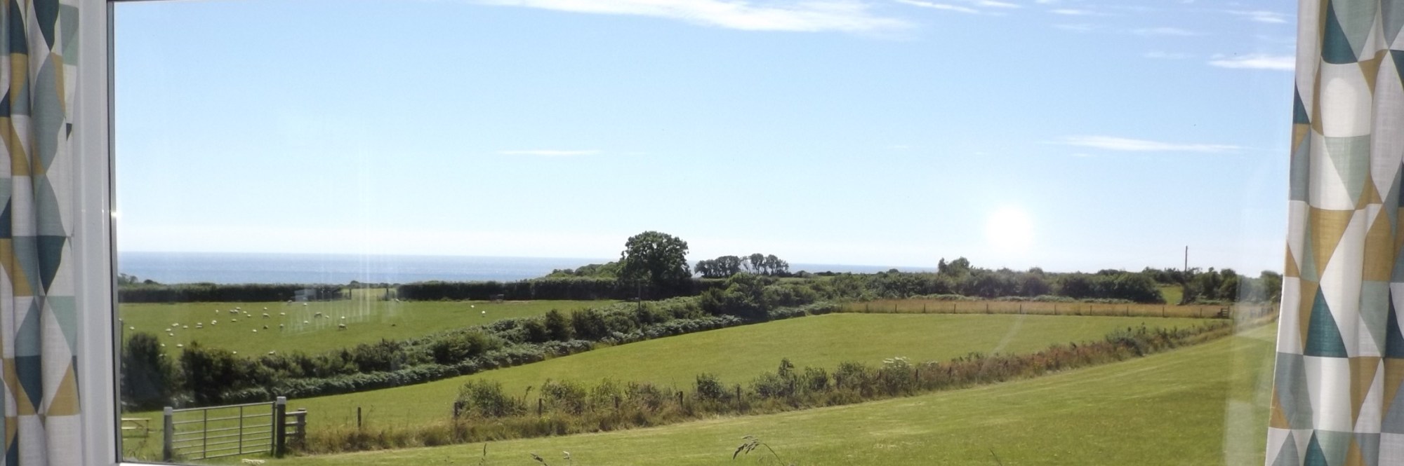 View towards Slapton Sands from Skylarks Chalet at Sea View Campsite, Slapton, South Devon (8 miles from Dartmouth)
